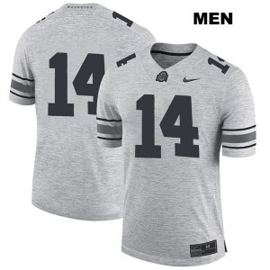 Men's NCAA Ohio State Buckeyes K.J. Hill #14 College Stitched No Name Authentic Nike Gray Football Jersey YO20Y11WC